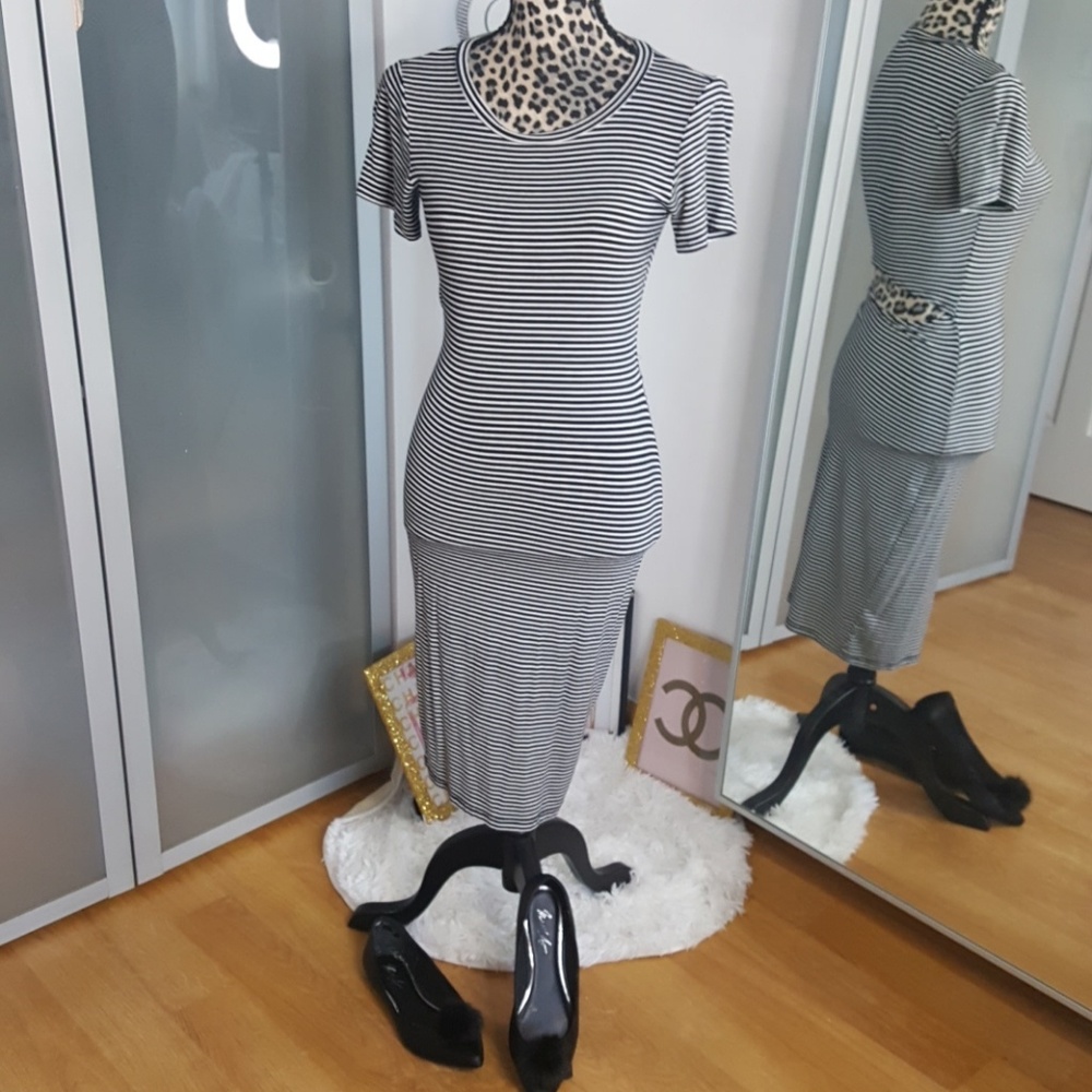 Black and white fitted dress